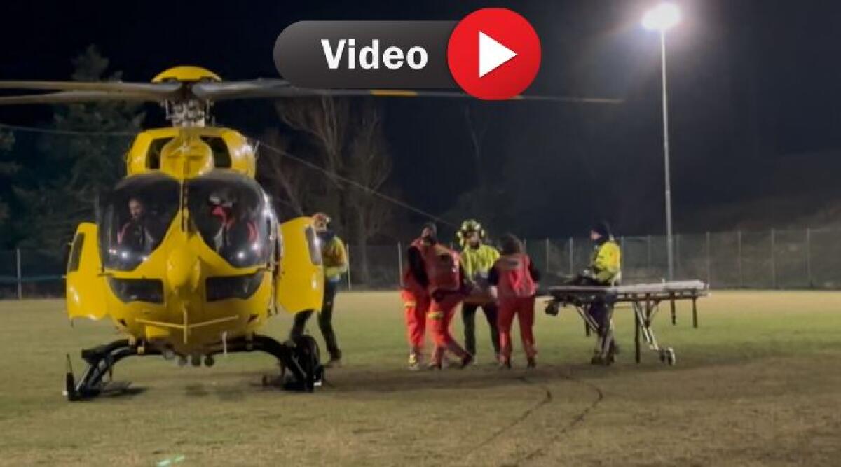 Quad si ribalta a Maiolo: 51enne soccorso dall'eliambulanza - L'elisoccorso atterrato al campo sportivo di Maiolo