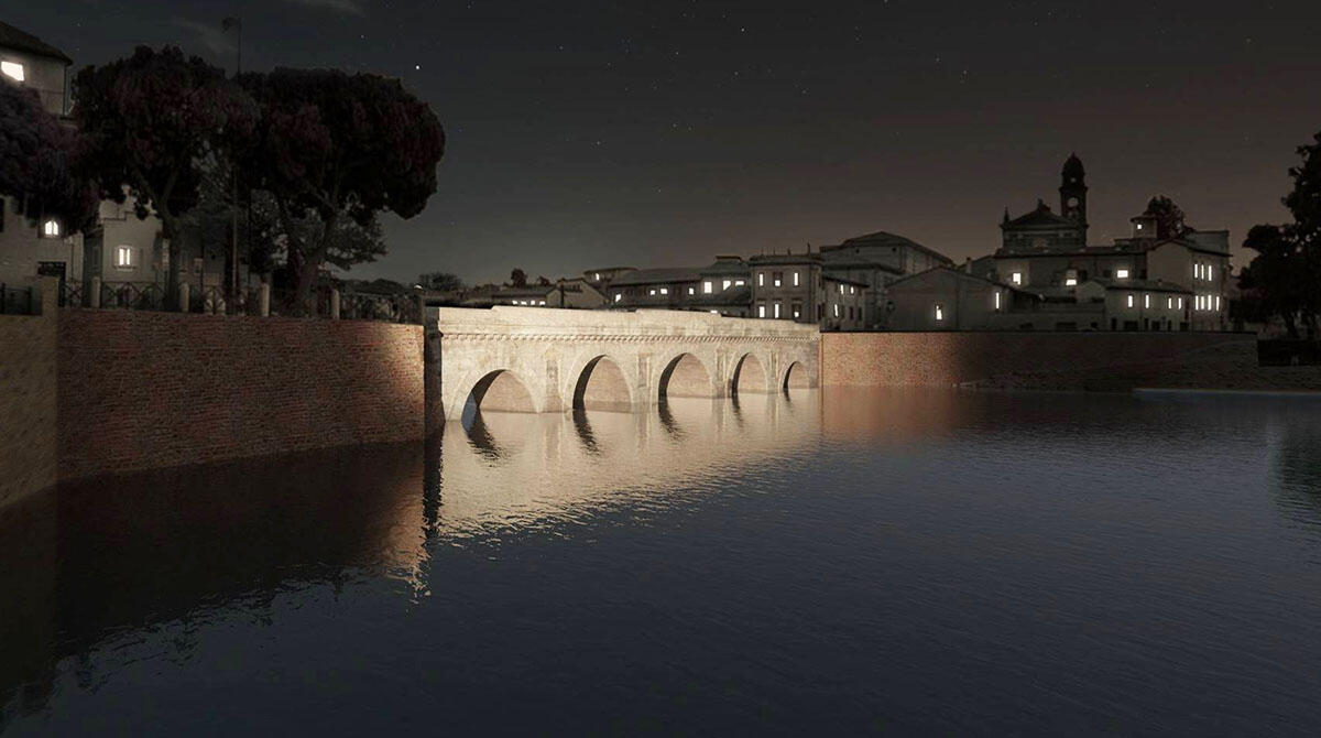 Più bello, più luminoso: ecco come sarà la nuova illuminazione del Ponte di Tiberio - Ponte di Tiberio, lato monte