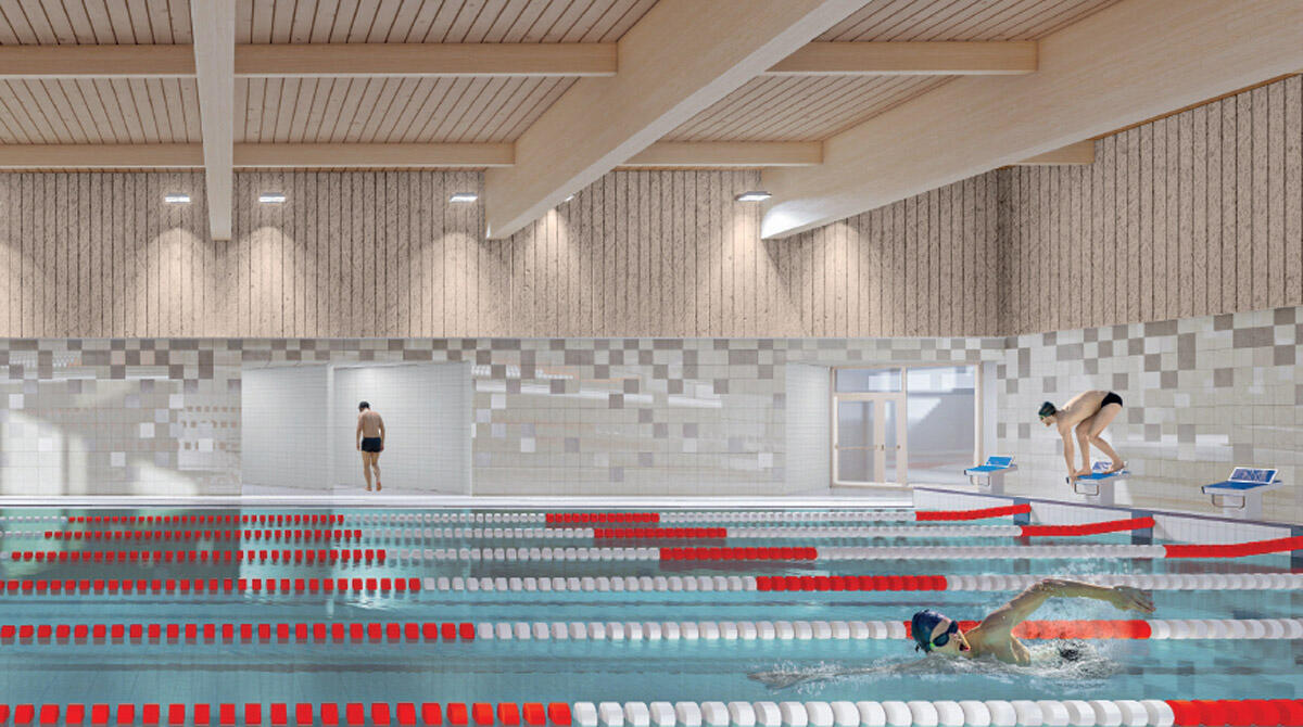 Una nuova vasca per lo Stadio del nuoto di Riccione: lavori al via in estate - Rendering della nuova vasca al coperto