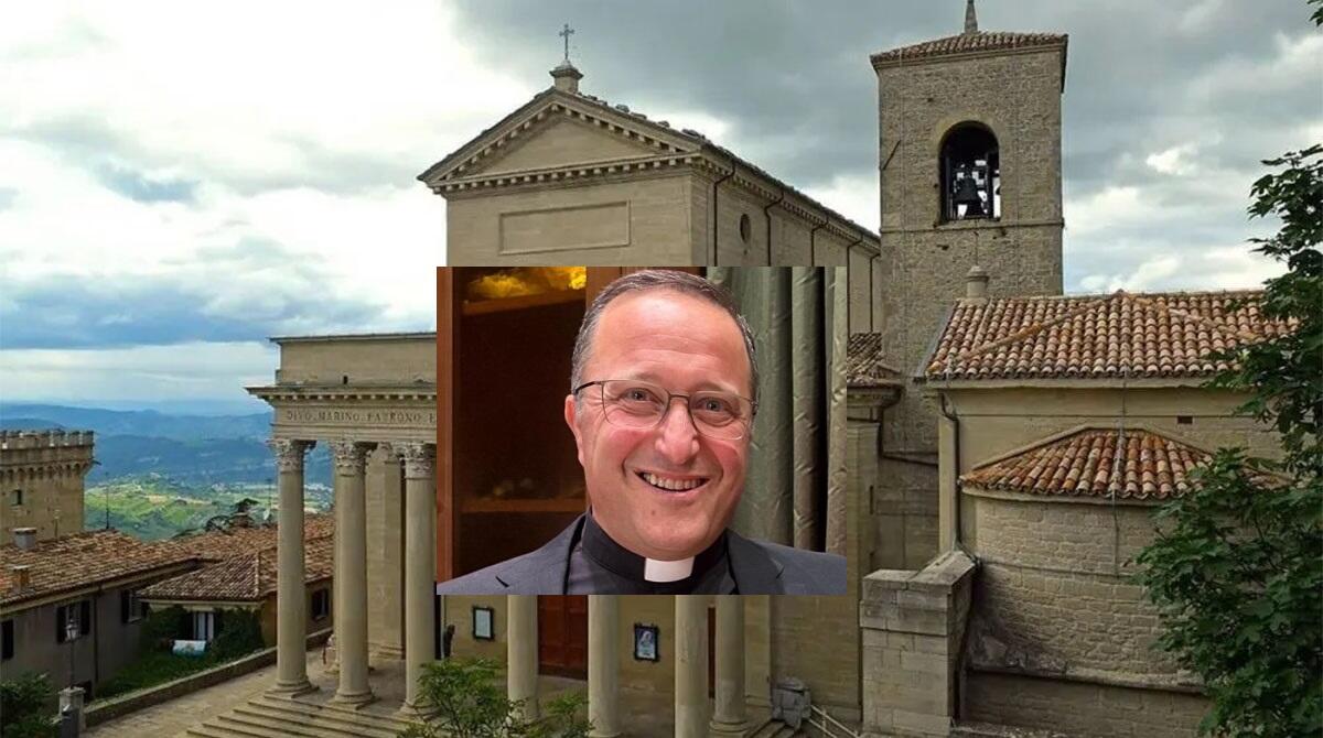 Diocesi San Marino Montefeltro, ecco il nuovo Vescovo: Don Domenico Beneventi - Nel riquadro il neo vescovo, foto Basilica di San Marino dal sito San Marino Experience