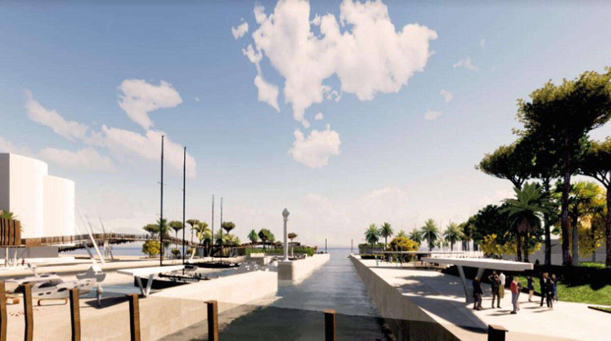 Riccione rivoluziona l'area del porto: parcheggio interrato, più verde e darsene collegate - Rendering Architetto Massimo Franchini