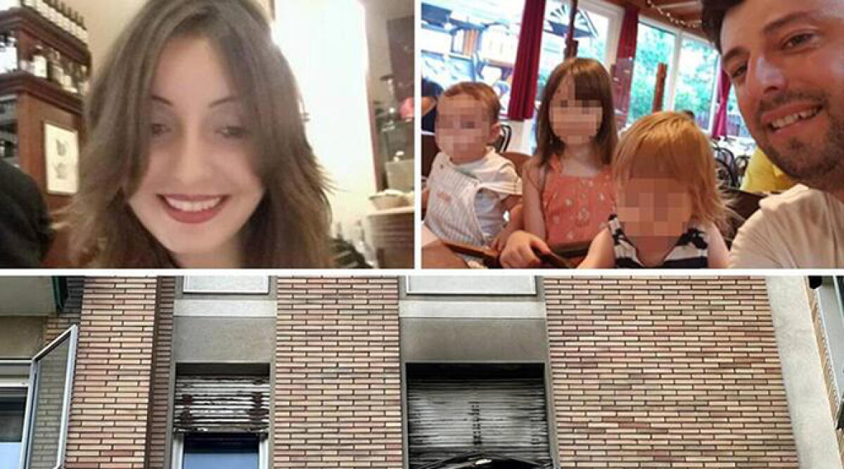 Incendio a Bologna: tre bambini e la loro madre perdono la vita. L'ambiente era saturo di fumo - Sopra: la madre e i bimbi (col papà). Sotto, l'appartamento a fuoco. Foto Ansa