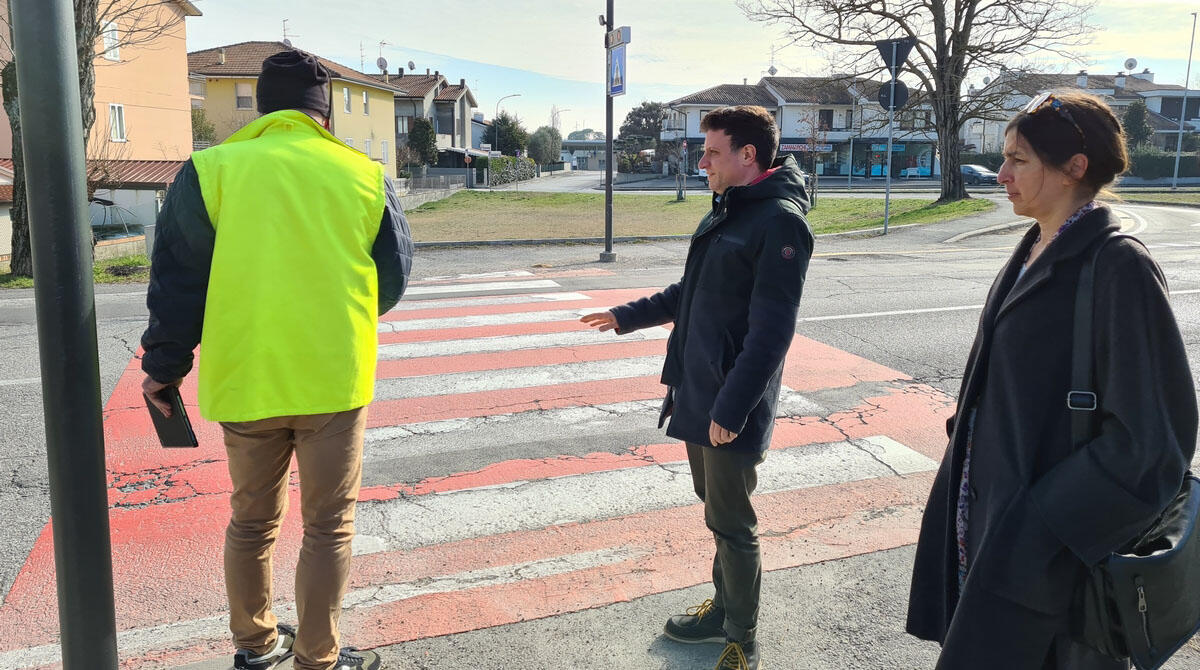 Nuovo semaforo pedonale sulla SP14: modifiche alla circolazione e alla velocità - Sopralluogo Sp14 incrocio via Dalla Chiesa