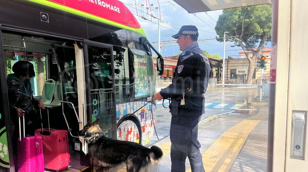 Trovata droga sui mezzi e nelle stazioni, controlli della Polizia locale alle fermate del Metromare -