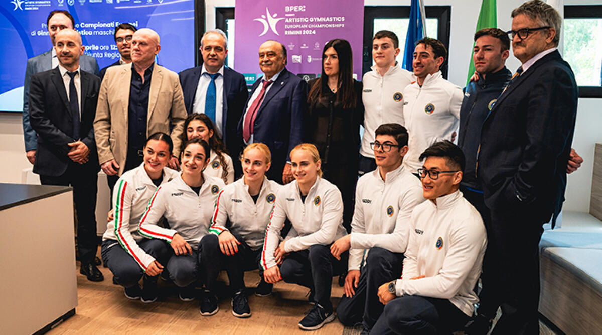 Campionati europei ginnastica artistica in arrivo a Rimini - Conferenza stampa, foto di gruppo