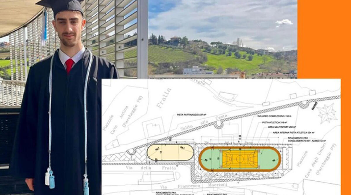 Studente progetta un'area multisport in centro a San Marino - Gabriele Notariale, 22enne di Tavullia