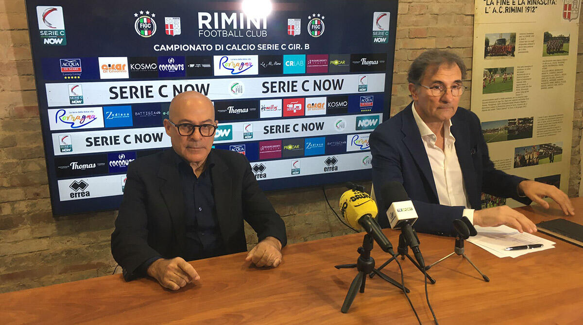 Rimini, "caccia" al nuovo allenatore. Di Battista: "Siviglia? Abbiamo parlato con lui e con altri" - Da sinistra: Antonio Di Battista e Giuseppe Geria
