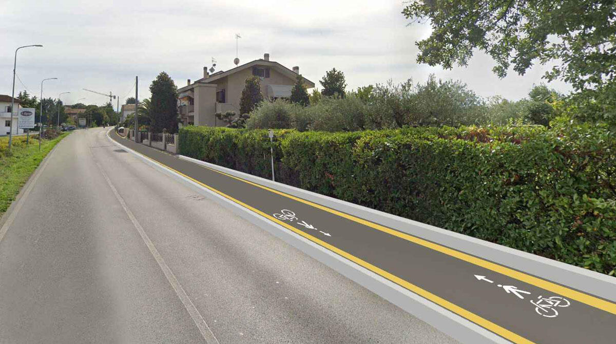 Misano, 450.000 euro per la ciclabile della via Tavoleto: affidati i lavori per il nuovo tratto - Rendering del nuovo tratto di ciclabile