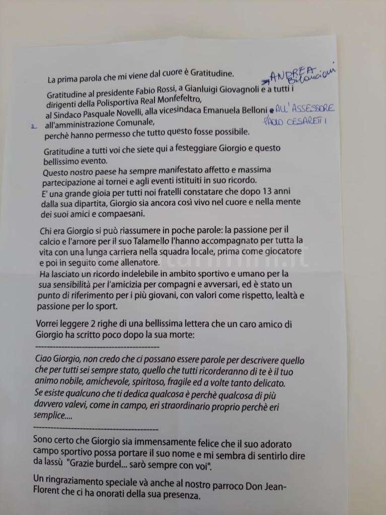 La lettera di ringraziamento