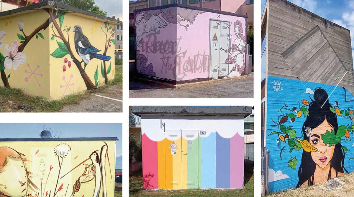 Villa Verucchio, una mano di vernice trasforma cabine Enel in opere d'arte - Alcuni murales realizzati nelle cabine Enel