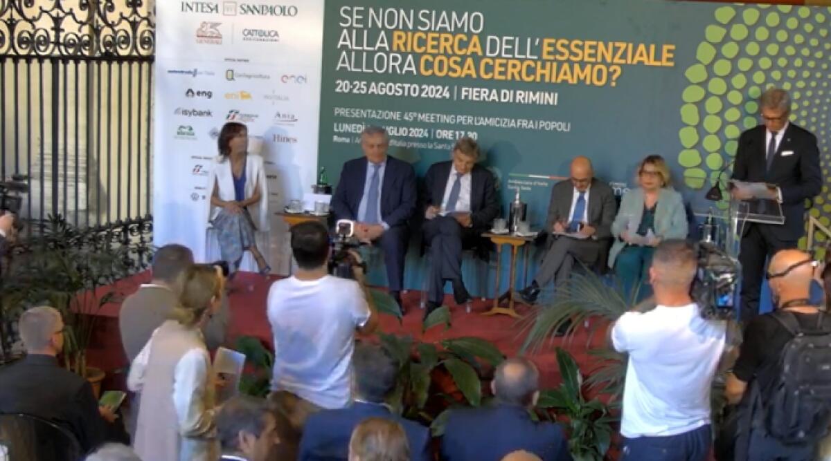Presentato a Roma il Meeting di Rimini, il ministro Tajani: “Essenziale è la ricerca della pace” - La conferenza di presentazione, Palazzo Borromeo, Roma