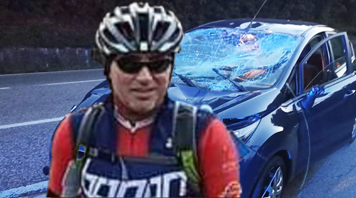 Paride Fattori, chi era il ciclista morto a 54 anni a Novafeltria - L'auto che ha investito idue ciclisti, in sovraimpressione Paride Fattori