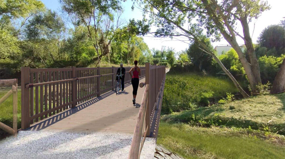 Rimini, un nuovo attraversamento sull'Ausa: ecco come sarà - Rendering percorso ciclomare Ausa