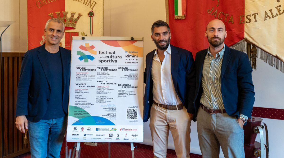 Festival della Cultura Sportiva: dal 5 settembre a Rimini attesi Datome, Berruto e Tranquillo - Il sindaco Jamil Sadegholvaad e gli organizzatori, Lorenzo Lari e Romano Anelli
