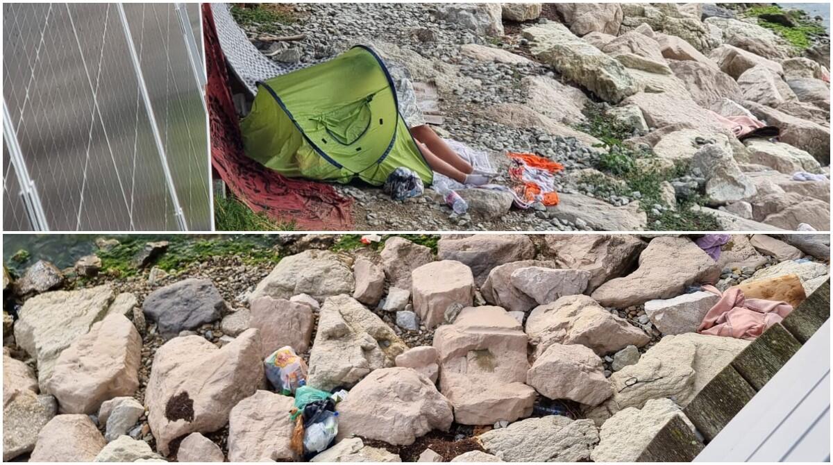 Degrado sotto la passerella della Darsena: rifiuti sulla scogliera e in acqua - Le foto scattate da un lettore di altarimini