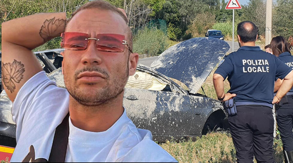 Si chiamava Alberto Battistini il giovane morto nell’incidente al confine con San Marino. Chi era - Alberto Battistini, sullo sfondo l'auto distrutta dopo l'incidente