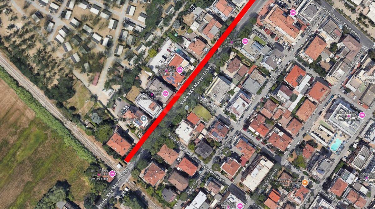 Sostituzione condotte gas in via XXV Marzo a Rivabella - La zona interessata dai lavori