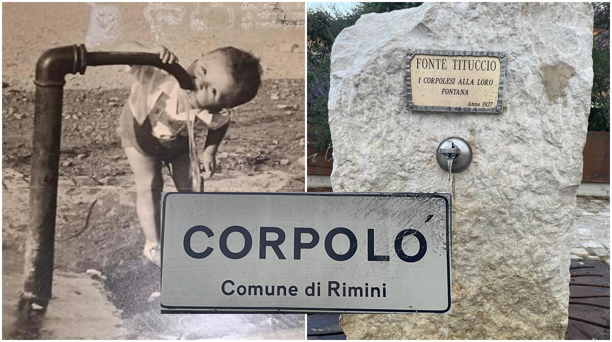 Corpolò, la mitica fonte del Tituccio e la sua icona felliniana "Scureza" - A sn: foto d'epoca della Fonte Tituccio (da Fb).
A dx: la fontana ad oggi