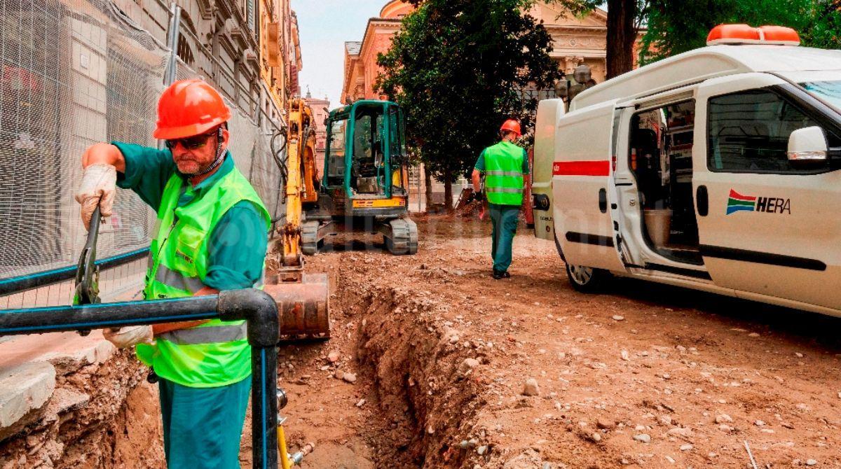 Rimini, lavori alla rete idrica a  San Giuliano con interruzione dell'erogazione di acqua - Cantiere piazza Mazzini