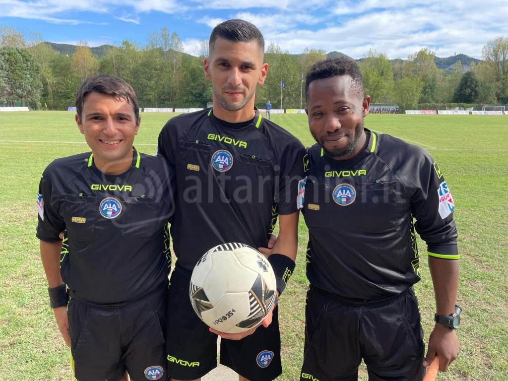 L’arbitro Taouili con i guardalinee Sabba e Hounga