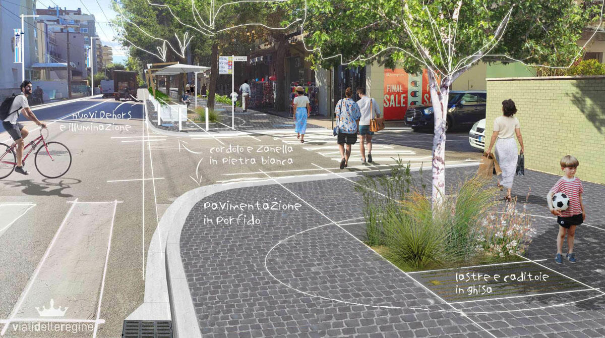 Rimini, restyling di viale Regina Elena: "Piazzette e più spazio per i pedoni" - Il rendering del progetto