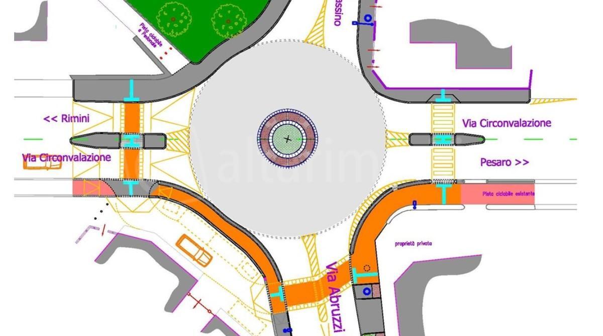 Riccione: al via i lavori per la nuova rotatoria all'incrocio tra Statale 16 e viale Abruzzi - Il progetto della rotatoria