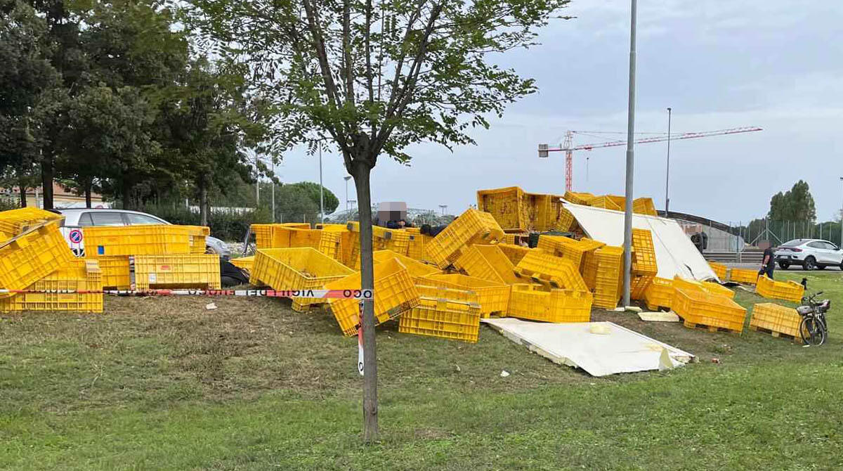 Camion ribaltato, patate rimangono in strada ed è un "assalto" - 