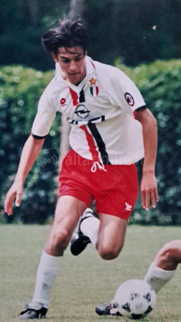 Baldinini in maglia Milan per un torneo a Milanello con la rappresentativa di San Marino
