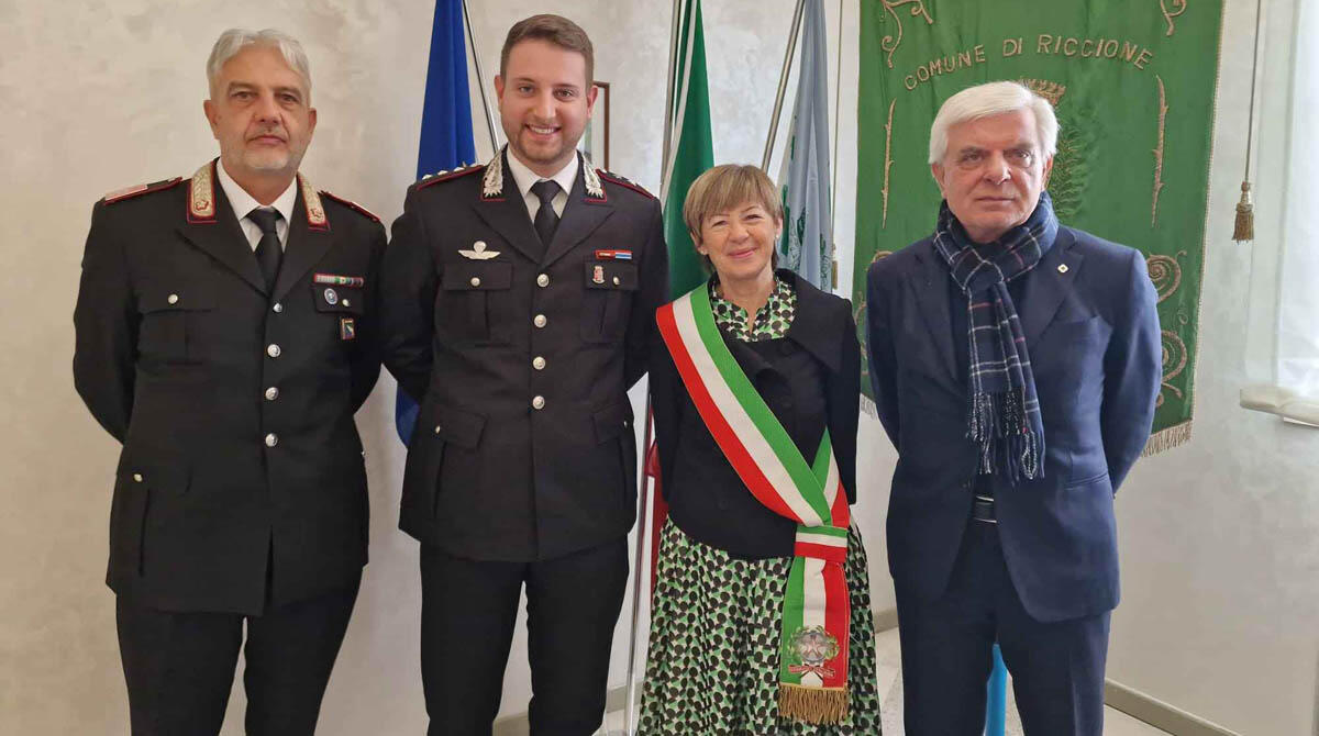 Riccione, c'è il nuovo capitano dei Carabinieri: incontro con la sindaca - Da sx: luogotenente Cacace, capitano Monte, sindaca Angelini, assessore Capocasa