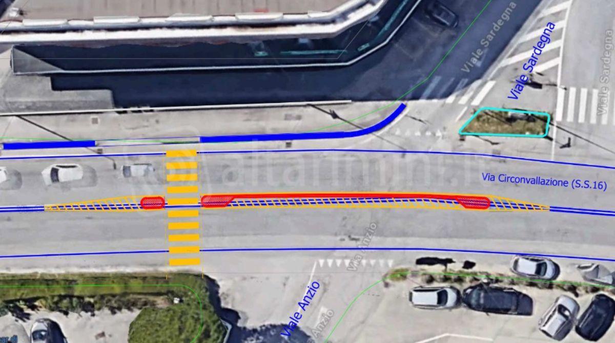Riccione, attraversamento pedonale protetto in viale Sardegna: al via i lavori -