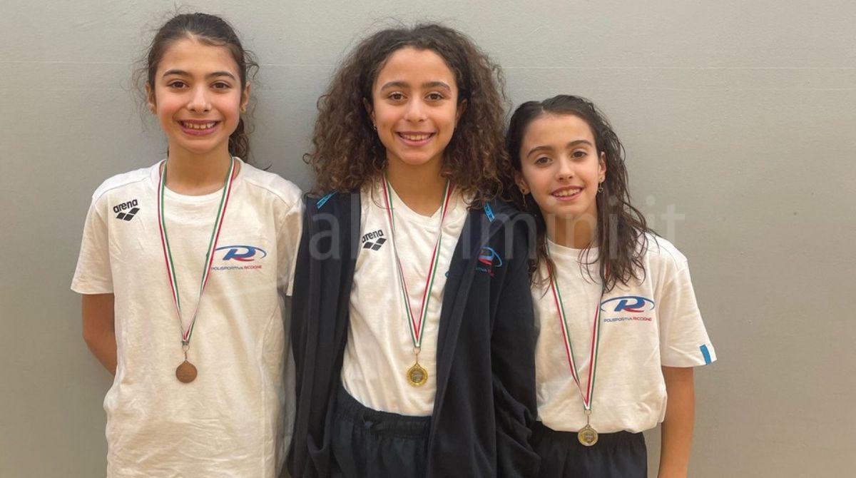 Apertura col botto per la stagione esordienti del nuoto artistico Riccione - Beatrice Palazzi, Carmen Alicia Gabellini, Nausicaa Gaddi