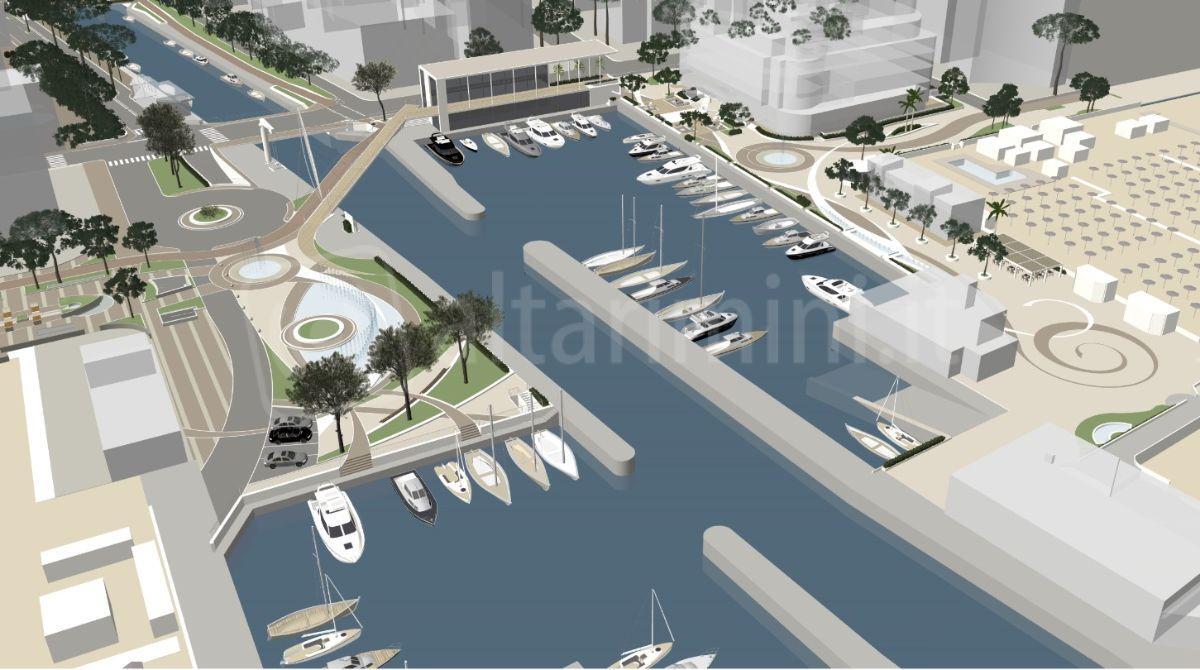 Nuovo volto per le darsene di Riccione: tra aree verdi, ciclabili e spazi pubblici - Rendering della Darsena