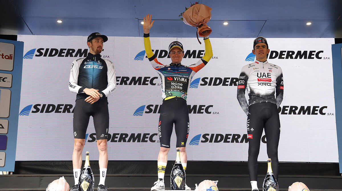Ben Tulett vince la Coppi e Bartali 2025, Jay Vine domina l’ultima tappa - Settimana Internazionale Coppi e Bartali 2025 - 40th Edition - 5th stage Brisighella - Forlì 132,5km - 29/03/2025 - Mark Donovan (GBR – Q36.5 Pro Cycling Team) - Ben Tulett (GBR – Team Visma - Lease a Bike) - Igor Arrieta (ESP - UAE Team Emirates - X
