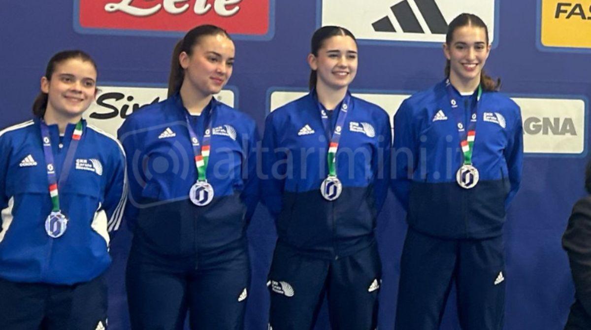 Brillano le atlete del Centro Karate Riccione: bronzo europeo e argento - La squadra senior, da sinistra Chiara Bacchini, Chiara Bacchini, Martina Padovan, Maria Marconi