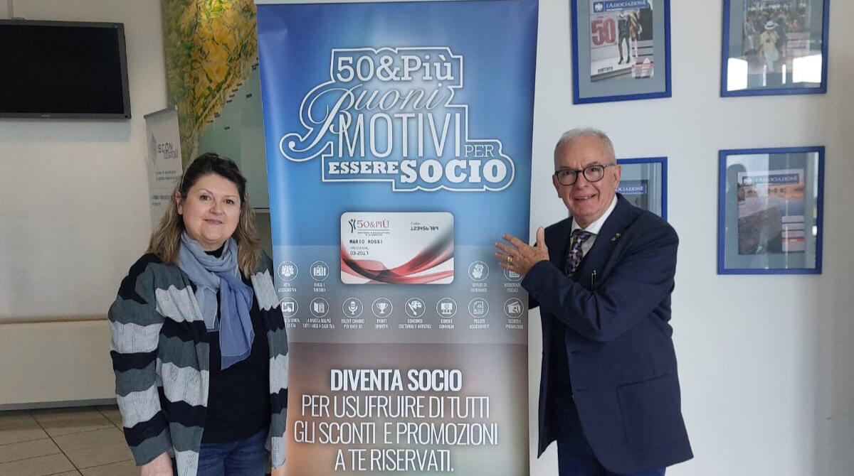 Pensionati, Confcommercio: Gaetano Callà nuovo presidente di 50&Più - Il presidente Gaetano Callà con la segretaria provinciale Tiziana Mortari