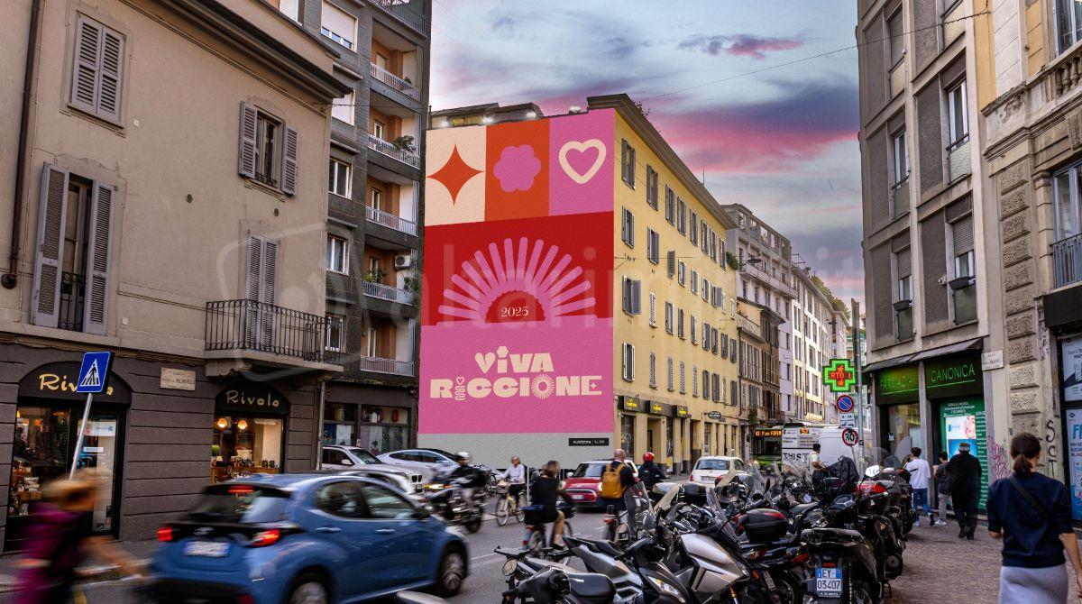 Riccione dopo Deejay: la promozione passa dalle radio Mediaset - Murales in centro a Milano