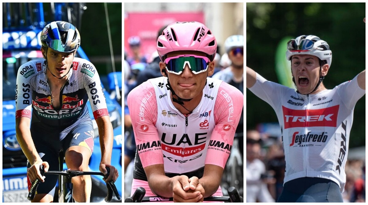 Del Toro ma non solo: il Giro d'Italia incorona i ciclisti residenti a San Marino - Da sinistra: Pellizzari, Del Toro e Tiberi