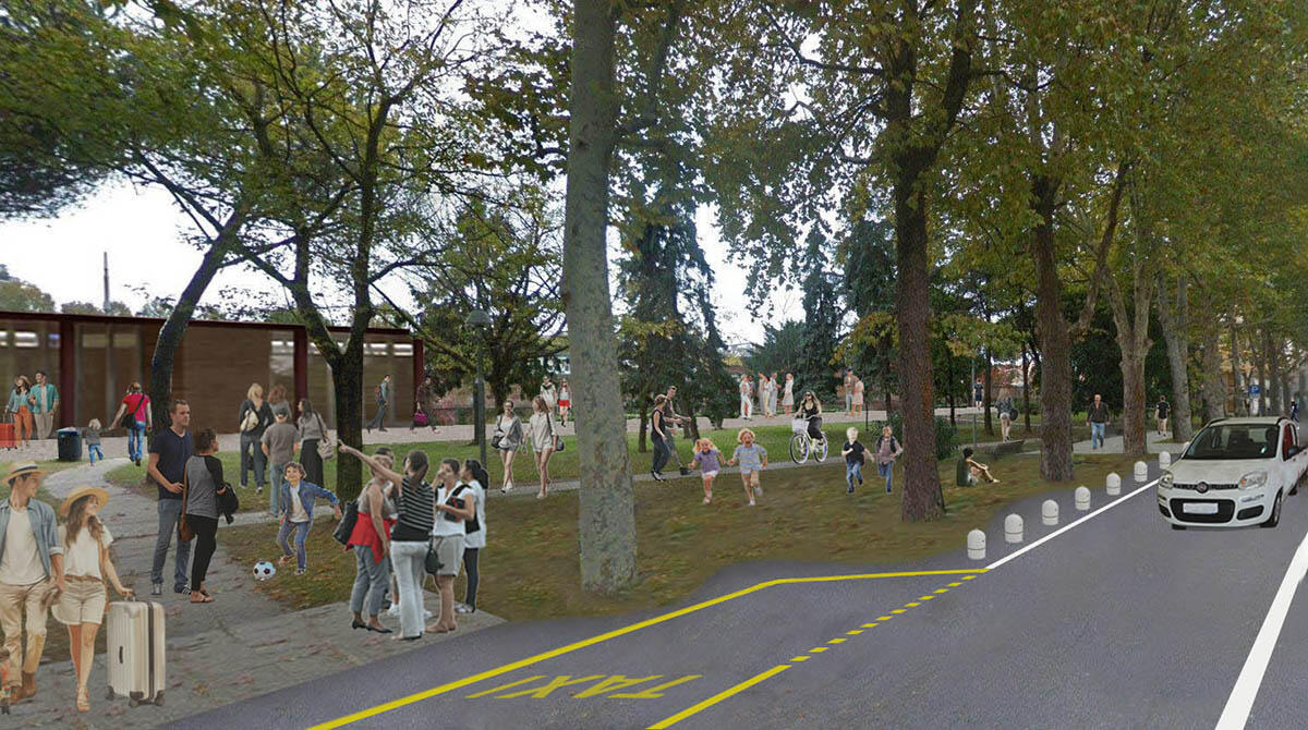 Rimini, il piazzale della stazione cambia volto: al via il progetto di riqualificazione del parco - Rendering Piazzale Carso