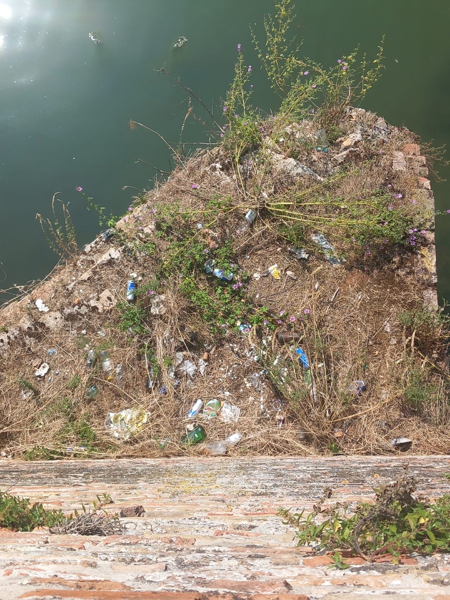 Immondizia e plastica accumulata sui piloni del ponte di Tiberio di Rimini, la segnalazione - Foto del lettore
