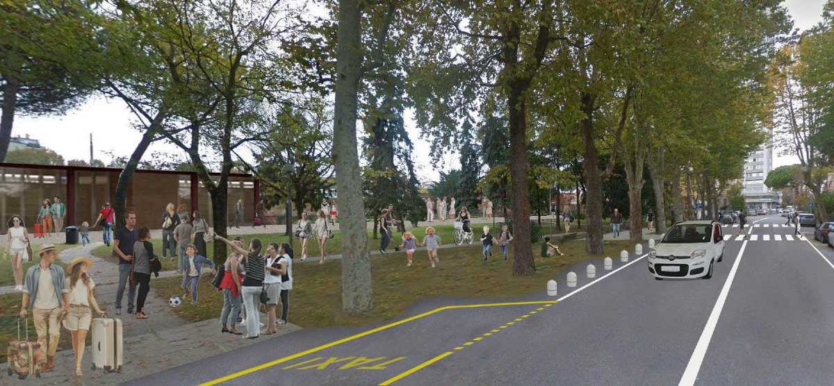 Rimini, parte "la trasformazione" di Piazzale Carso tra verde, sicurezza e nuova viabilità - Rendering del nuovo piazzale Carso