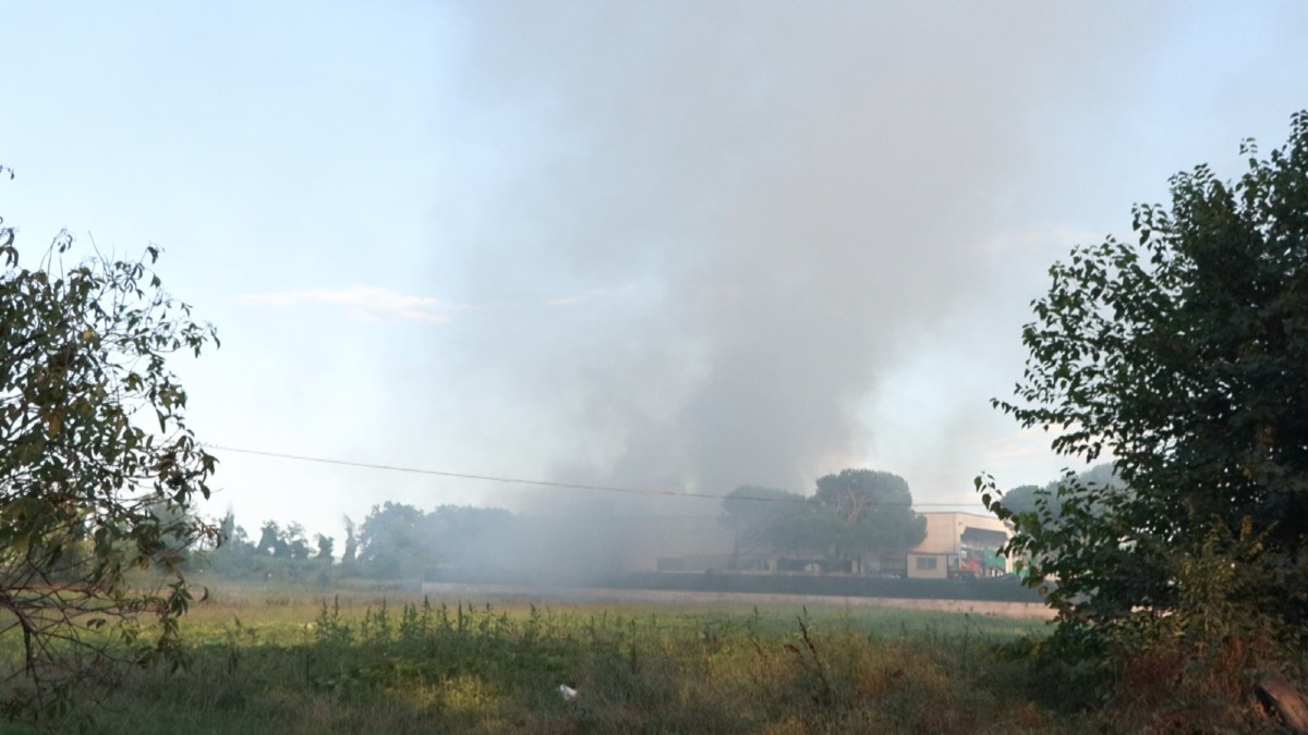 Maxi incendio a Pesaro nella zona industriale: colonna di fumo nero visibile per km - Il fumo è ancora visibile intorno alle 19