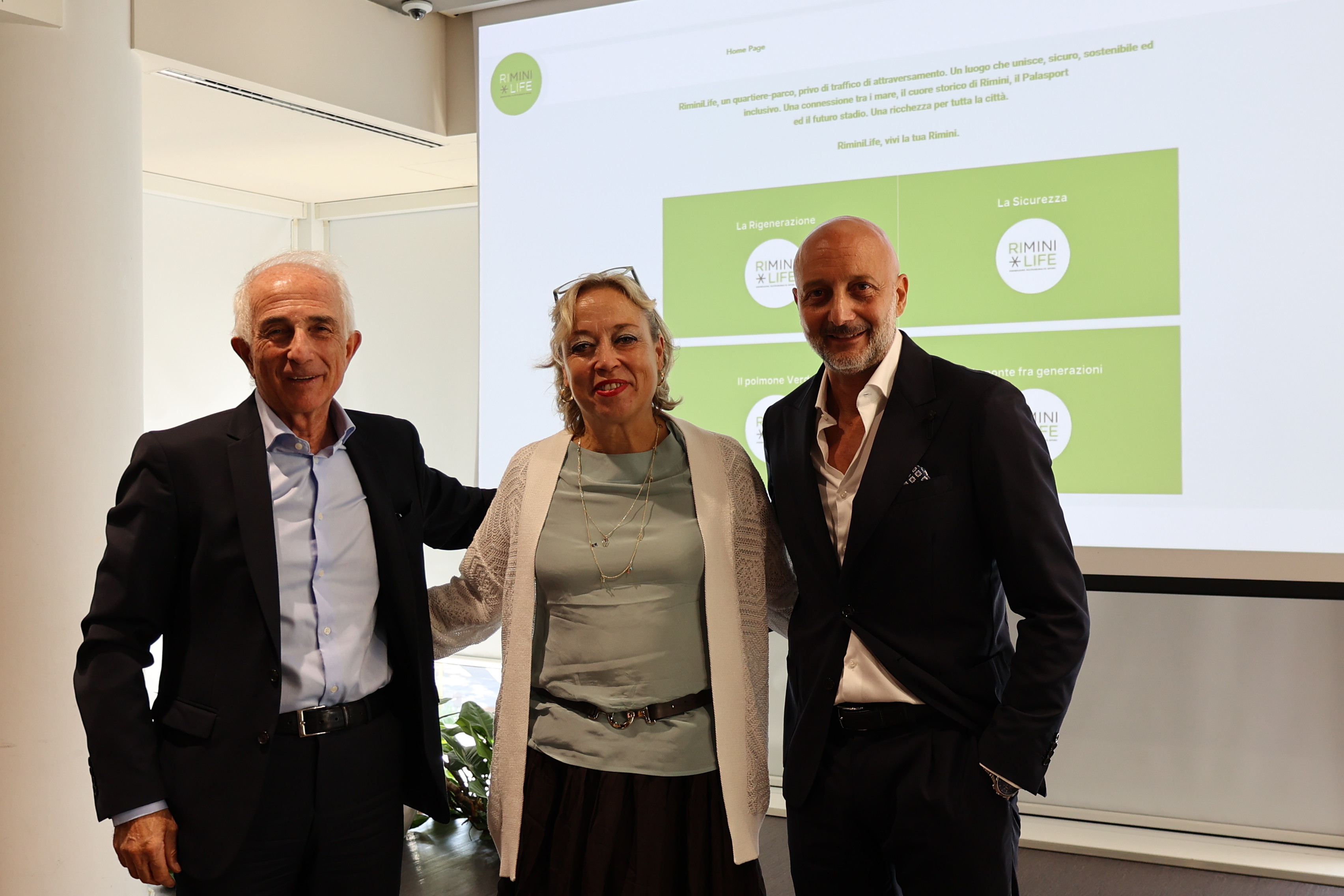 L’amministratore unico di Asi Piero Aicardi, l’assessora all’urbanistica del Comune di Rimini Valentina Ridolfi, il coordinatore del progetto Marco Da Dalto