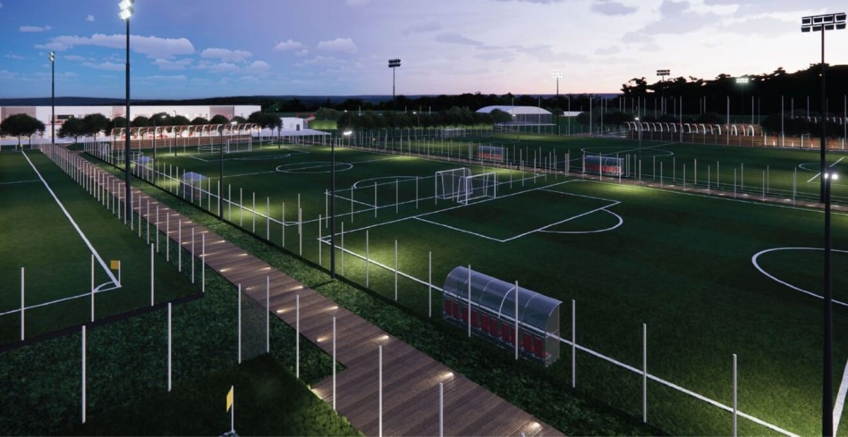 Palas2, i dubbi di Forza Italia: "Vorremmo anche chiarezza su Gaiofana, stadio e altri progetti" - Rendering dei campi alla Gaiofana per il Rimini Calcio