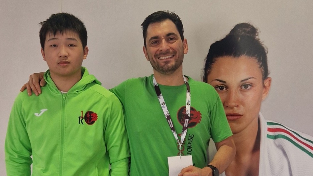 Prima finale nazionale per Lin Jiahui, promessa del judo riccionese e italiano - Lin Jiahui e il maestro Longo