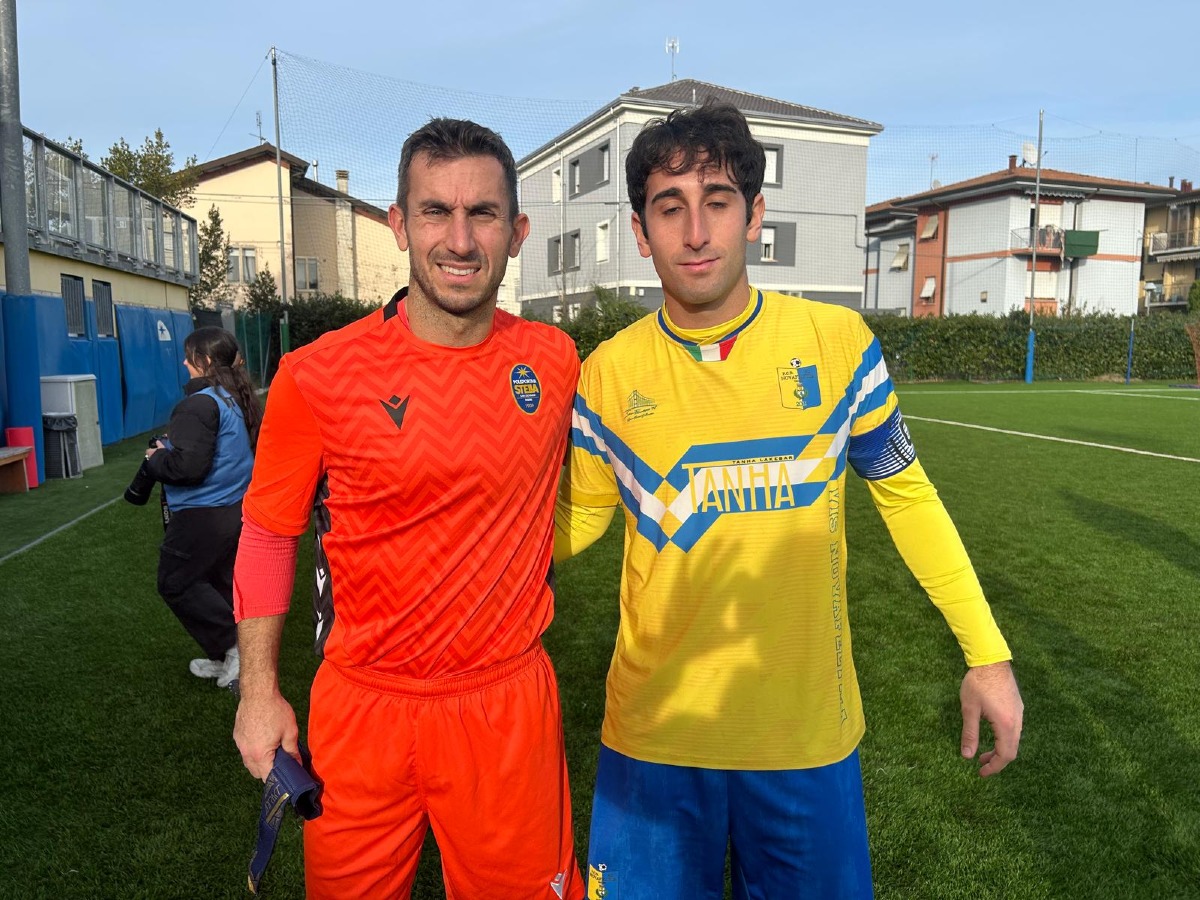 Il Novafeltria ferma le vittorie casalinghe della Stella: frizzante 0-0 - I due capitani Temeroli e Giacobbi