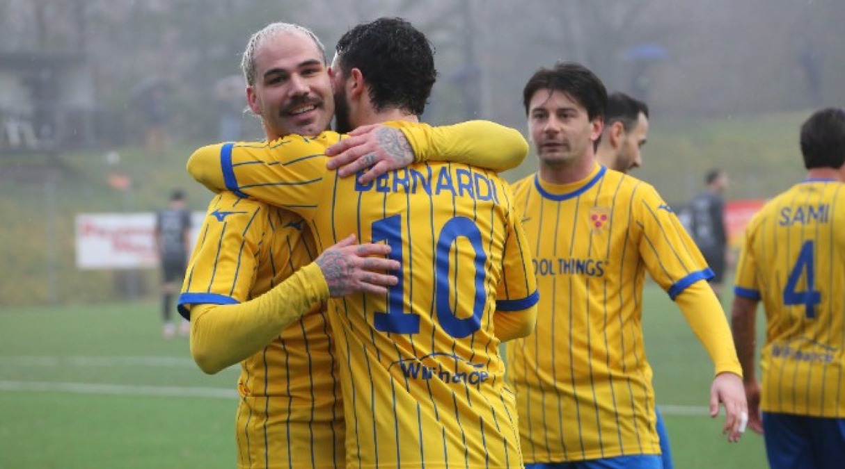 Calcio RSM, il solito Prandelli trascina il Tre Fiori - Prandelli esulta (foto FSGC/Novelli)