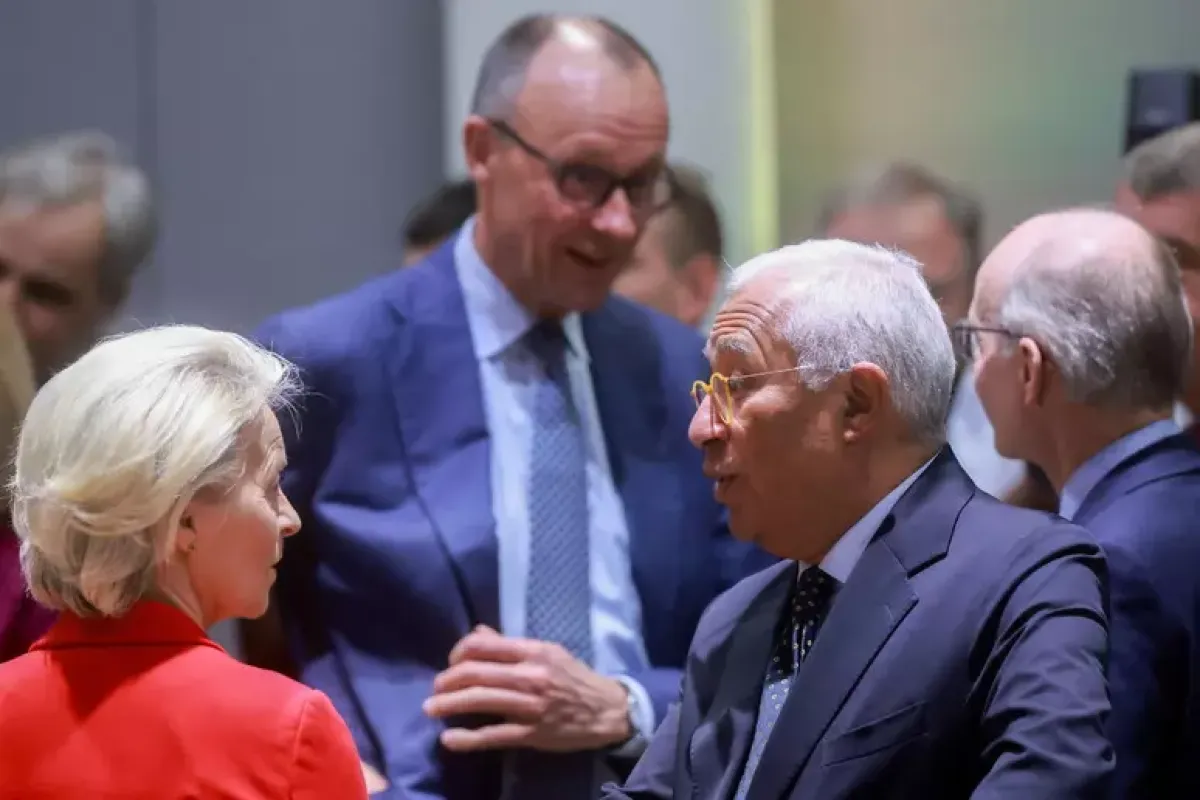 Merz avverte l’Europa: “Con gli Usa si è aperto un divario” - Ursula von der Leyen, Friedrich Merz, Antonio Costa © ANSA/EPA