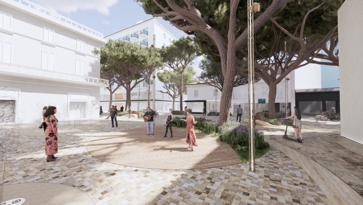 Riccione, il primo tratto del nuovo Viale Ceccarini pronto entro Pasqua - Rendering piazzetta del Faro, Riccione