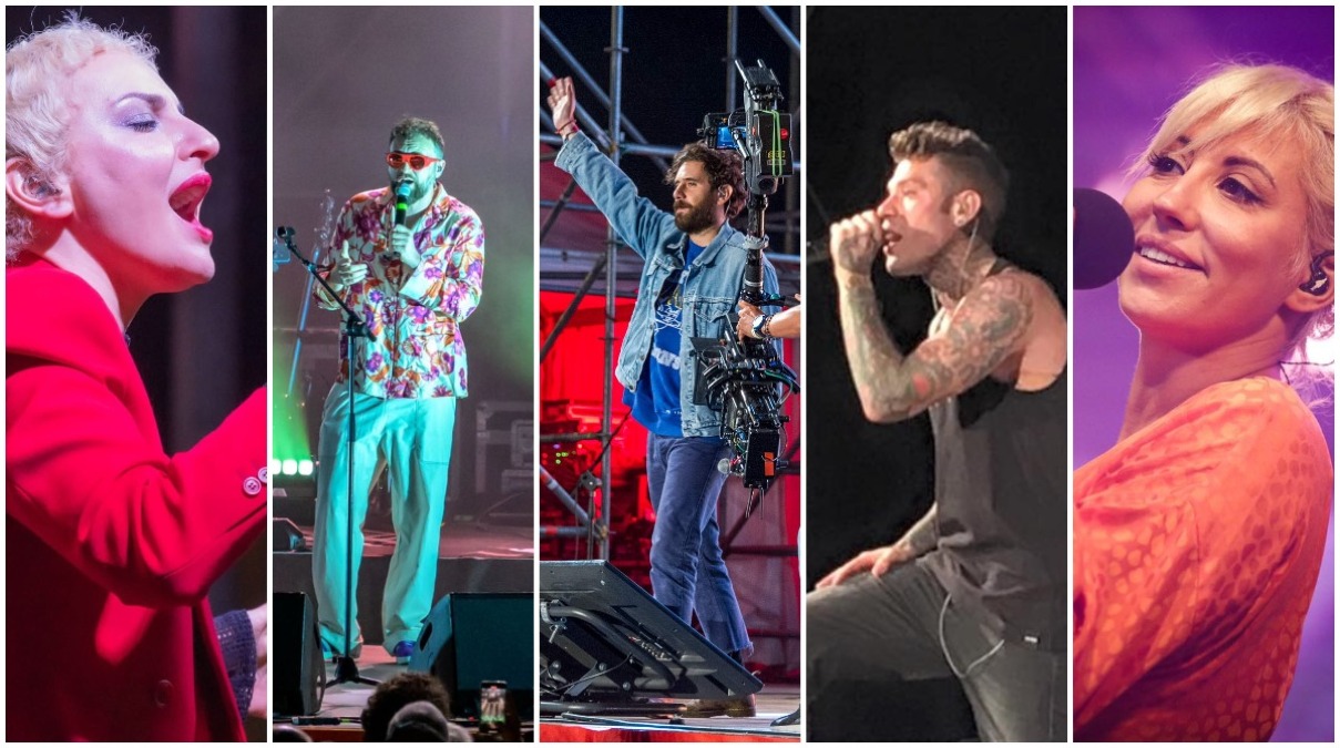 Quasi tutti sono passati da Riccione: il filo rosso che unisce i protagonisti di Sanremo alla Perla Verde - da sn: Arisa, Dargen d'Amico, Tommaso Paradiso, Fedez, Malika Ayane