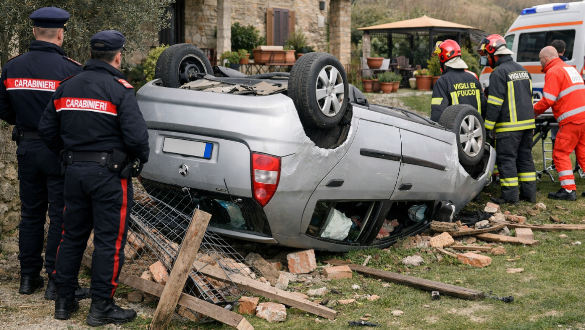 San Leo: auto con due figli piccoli a bordo si ribalta e finisce nel giardino di una casa - Immagine di repertorio